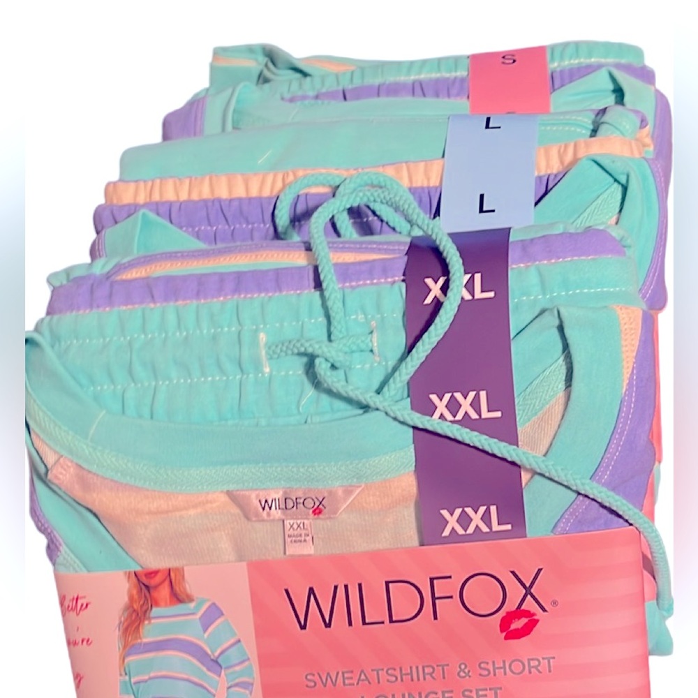 Wildfox NWT Blue Striped Sweatshirt & Short Comfy Lounge Set Various Sizes - Picture 8 of 8